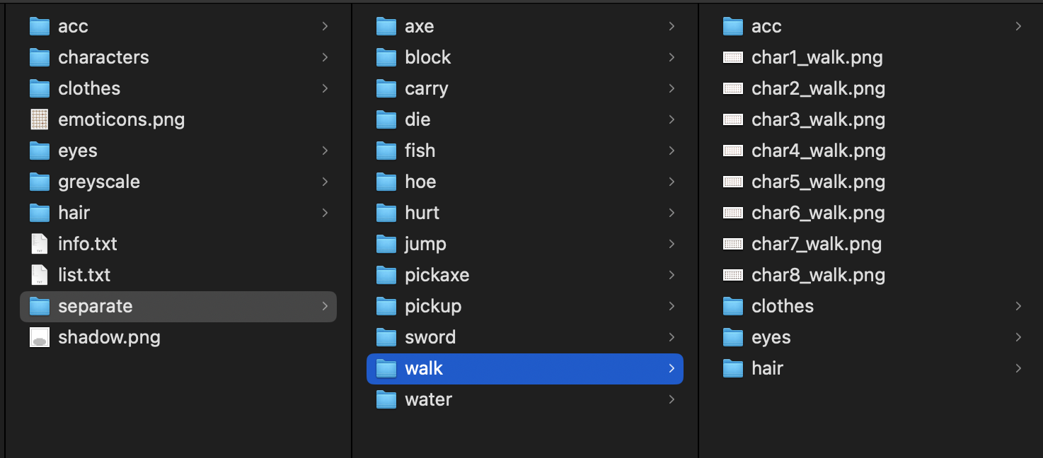 구매한 에셋 구성